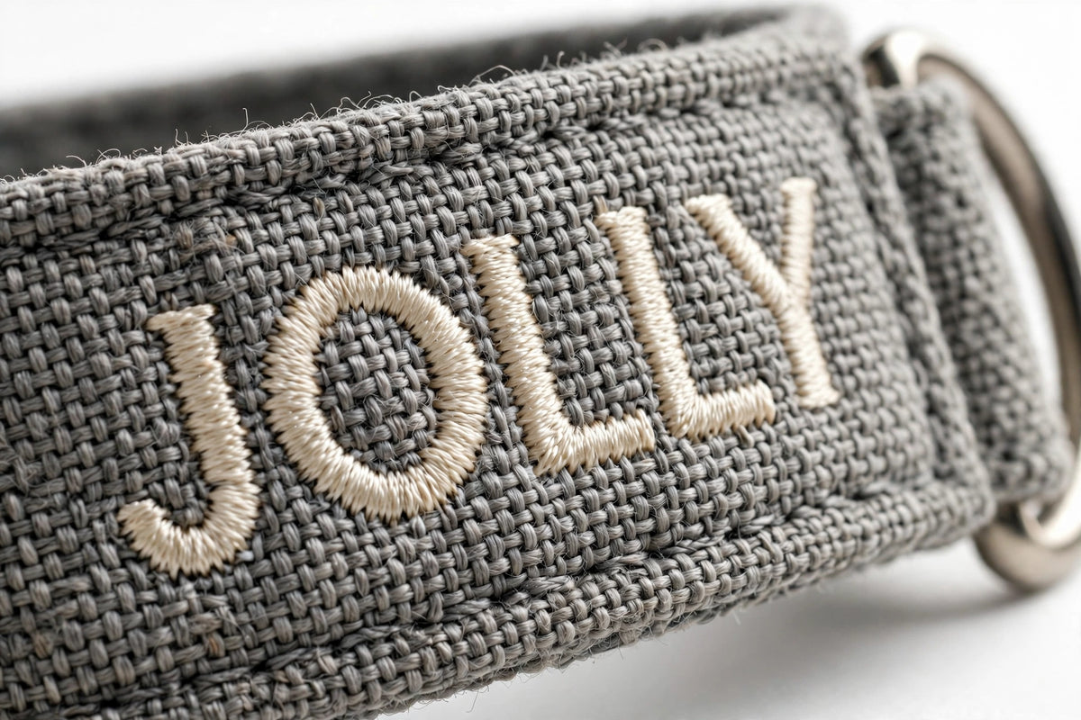 Stone Grey Cat Collar with Name Embroidery