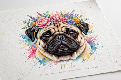 Personalized Pet Portrait with Coral Gift Packaging