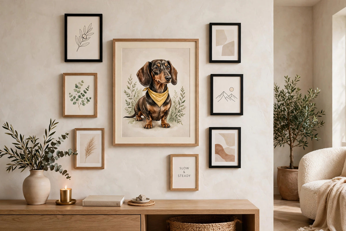 Custom Illustrated Framed Dog Portrait